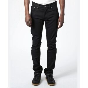 Nudie Jeans Mens 31x36 31x33 Black Denim Grim Tim Slim Straight Button Fly Tall
